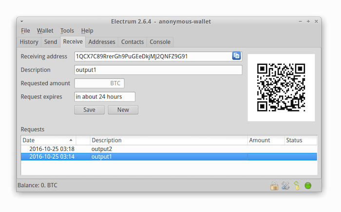 create a few output addresses